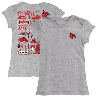 Girls Toddler Vive La Fete  Heather Gray Louisville Cardinals Impressions Artwork T-Shirt