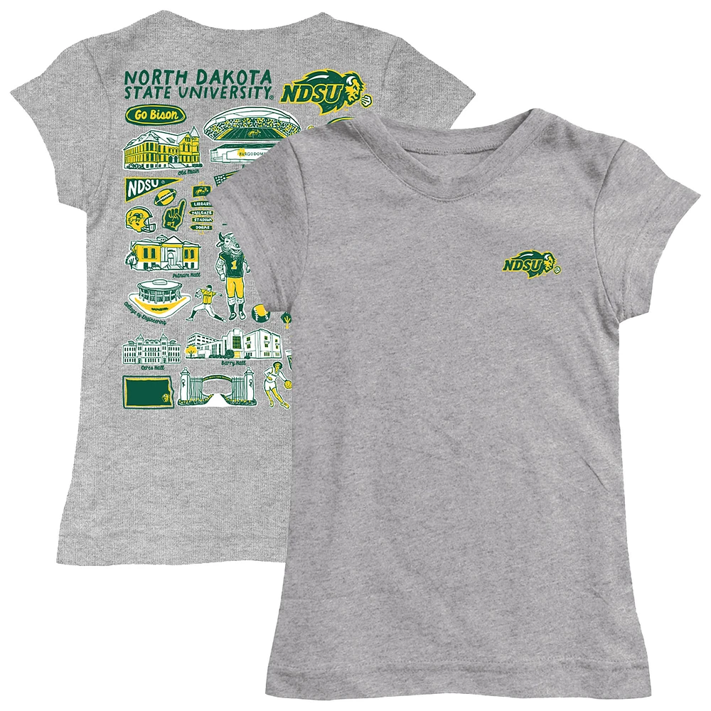 Girls Toddler Vive La Fete Heather Gray NDSU Bison Impressions Artwork T-Shirt