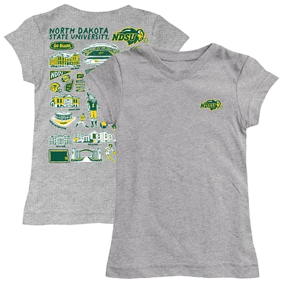 Girls Toddler Vive La Fete  Heather Gray NDSU Bison Impressions Artwork T-Shirt