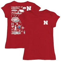 Girls Toddler Vive La Fete  Scarlet Nebraska Huskers Impressions Artwork T-Shirt