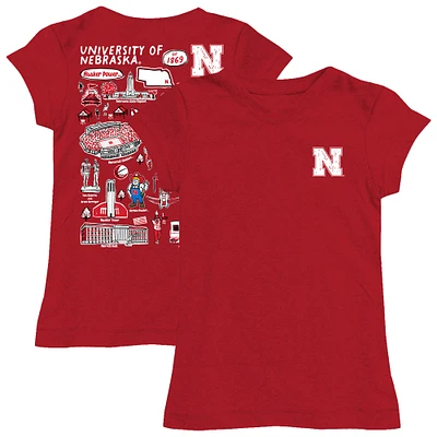 Girls Toddler Vive La Fete  Scarlet Nebraska Huskers Impressions Artwork T-Shirt