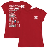 Girls Toddler Vive La Fete  Scarlet Nebraska Huskers Impressions Artwork T-Shirt