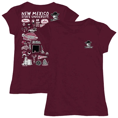 Girls Toddler Vive La Fete  Maroon New Mexico State Aggies Impressions Artwork T-Shirt