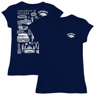 Girls Toddler Vive La Fete  Navy Nevada Wolf Pack Impressions Artwork T-Shirt