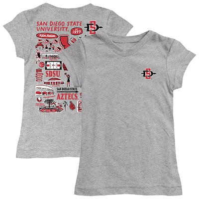 Girls Toddler Vive La Fete  Heather Gray San Diego State Aztecs Impressions Artwork T-Shirt