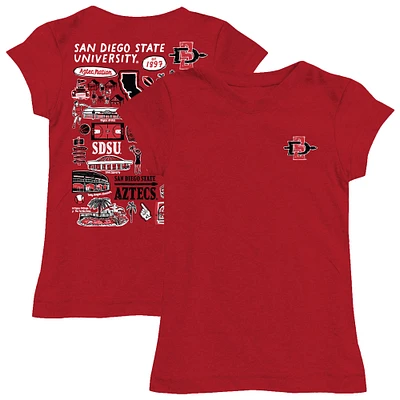 Girls Toddler Vive La Fete  Cardinal San Diego State Aztecs Impressions Artwork T-Shirt