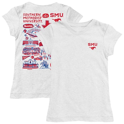 Girls Toddler Vive La Fete  White SMU Mustangs Impressions Artwork T-Shirt