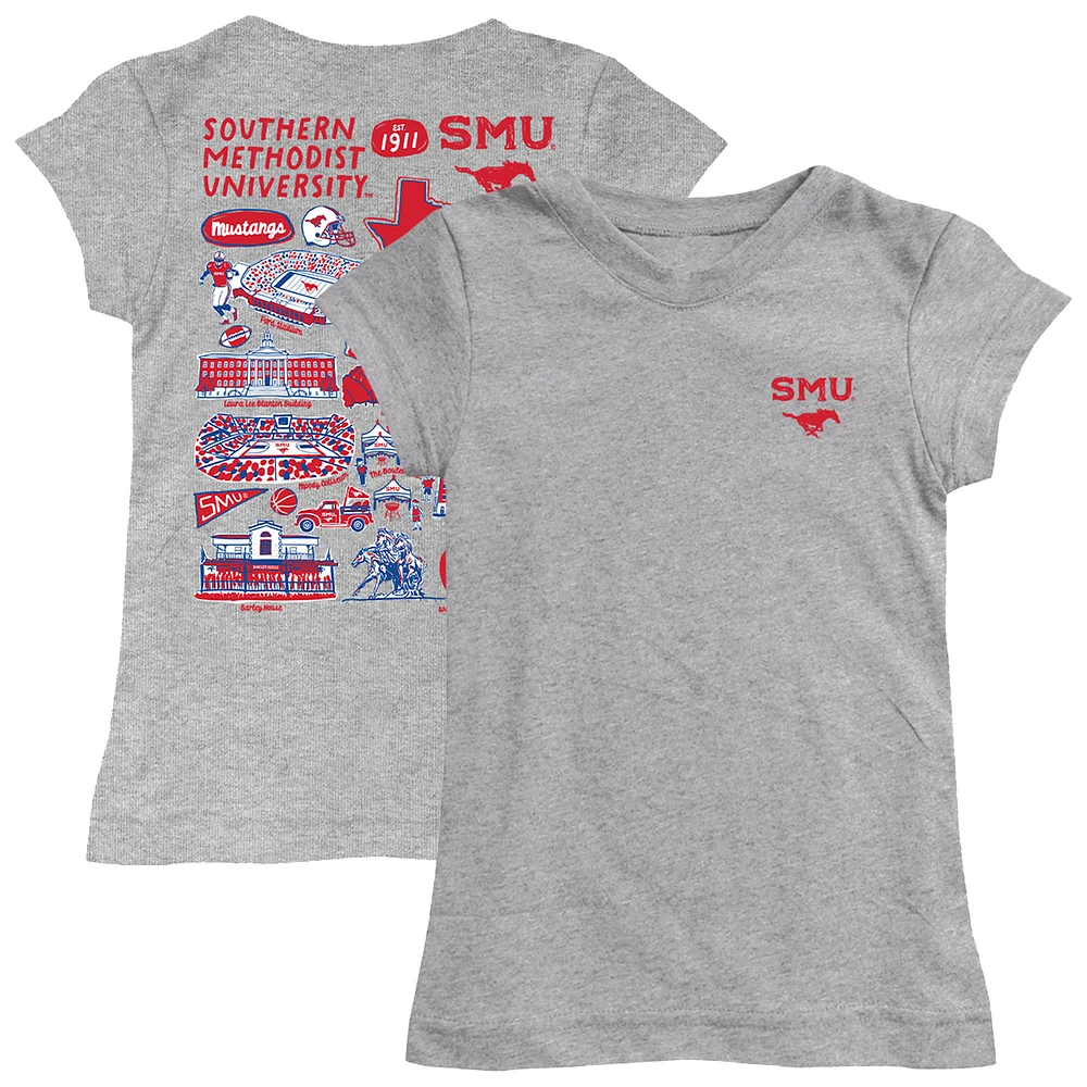 Girls Toddler Vive La Fete Heather Gray SMU Mustangs Impressions Artwork T-Shirt