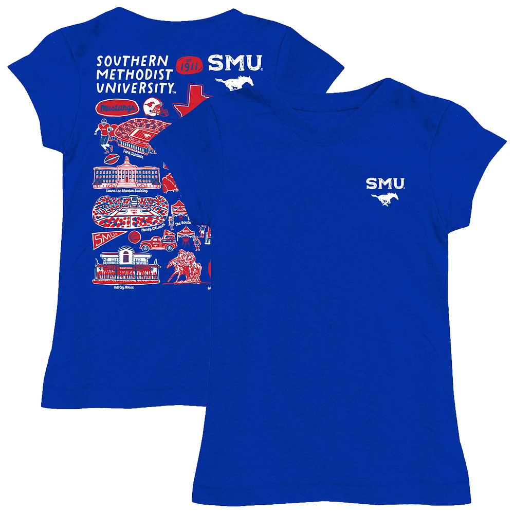 Girls Toddler Vive La Fete Royal SMU Mustangs Impressions Artwork T-Shirt