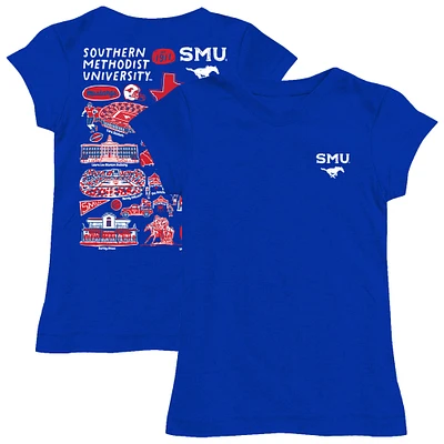 Girls Toddler Vive La Fete  Royal SMU Mustangs Impressions Artwork T-Shirt