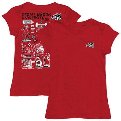 Girls Toddler Vive La Fete  Red Stony Brook Seawolves Impressions Artwork T-Shirt