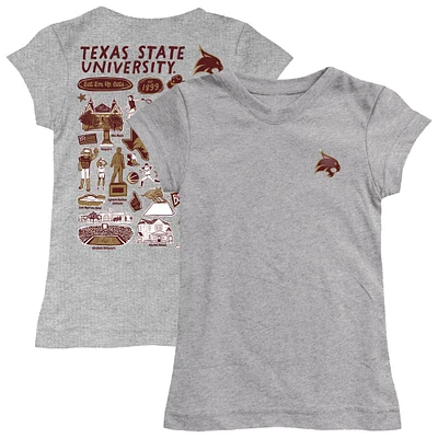 Girls Toddler Vive La Fete  Heather Gray Texas State Bobcats Impressions Artwork T-Shirt