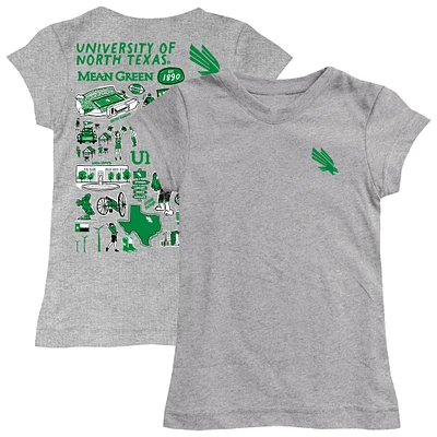 Girls Toddler Vive La Fete  Heather Gray North Texas Mean Green Impressions Artwork T-Shirt
