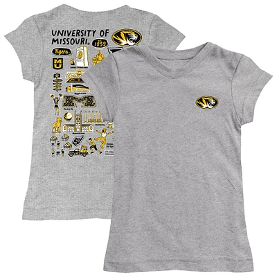 Girls Toddler Vive La Fete  Heather Gray Missouri Tigers Impressions Artwork T-Shirt