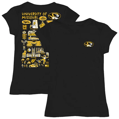 Girls Toddler Vive La Fete  Black Missouri Tigers Impressions Artwork T-Shirt