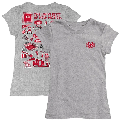 Girls Toddler Vive La Fete  Heather Gray New Mexico Lobos Impressions Artwork T-Shirt