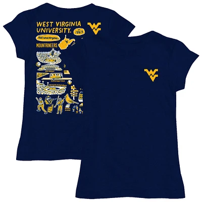 Girls Toddler Vive La Fete  Navy West Virginia Mountaineers Impressions Artwork T-Shirt