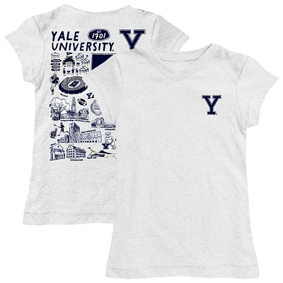 Girls Toddler Vive La Fete  White Yale Bulldogs Impressions Artwork T-Shirt