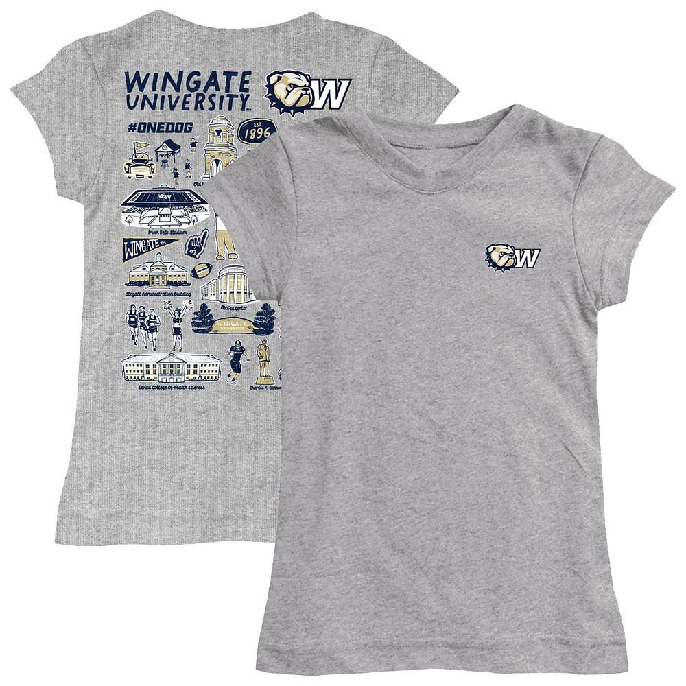 Girls Toddler Vive La Fete Heather Gray Wingate University Bulldogs Impressions Artwork T-Shirt