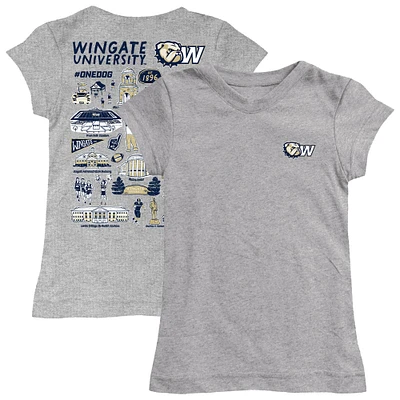 Girls Toddler Vive La Fete  Heather Gray Wingate University Bulldogs Impressions Artwork T-Shirt