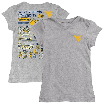 Girls Toddler Vive La Fete  Heather Gray West Virginia Mountaineers Impressions Artwork T-Shirt