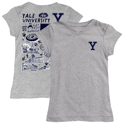 Girls Toddler Vive La Fete  Heather Gray Yale Bulldogs Impressions Artwork T-Shirt
