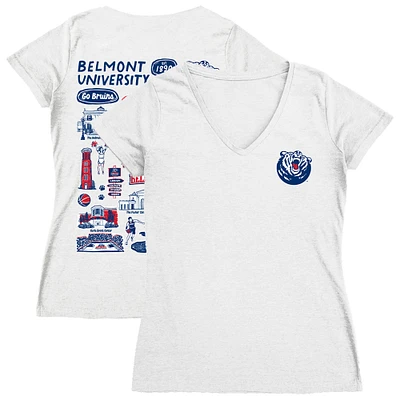 Women's Vive La Fete  White Belmont Bruins Impressions Artwork V-Neck T-Shirt