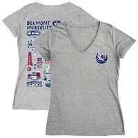Women's Vive La Fete  Gray Belmont Bruins Impressions Artwork V-Neck T-Shirt