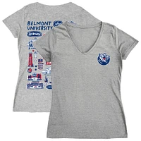 Women's Vive La Fete  Gray Belmont Bruins Impressions Artwork V-Neck T-Shirt