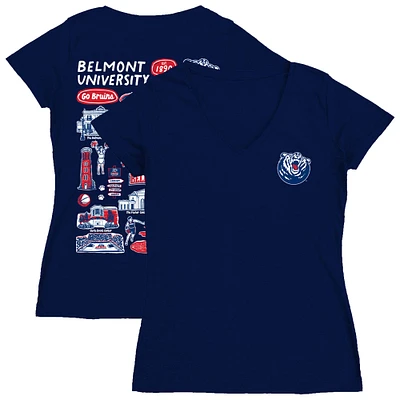 Women's Vive La Fete  Navy Belmont Bruins Impressions Artwork V-Neck T-Shirt