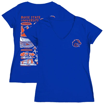 Women's Vive La Fete  Royal Boise State Broncos Impressions Artwork V-Neck T-Shirt