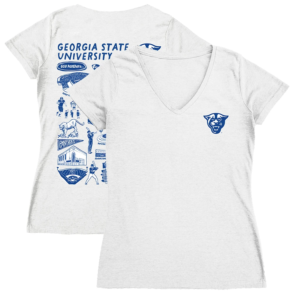 Women's Vive La Fete White Georgia State Panthers Impressions Artwork V-Neck T-Shirt