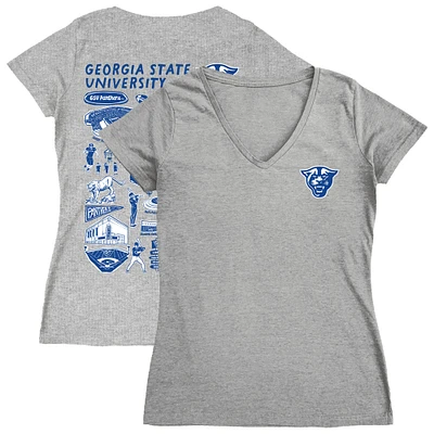 Women's Vive La Fete  Gray Georgia State Panthers Impressions Artwork V-Neck T-Shirt