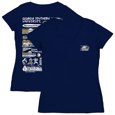 Women's Vive La Fete  Navy Georgia Southern Eagles Impressions Artwork V-Neck T-Shirt