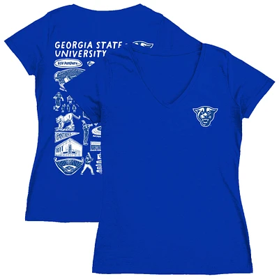Women's Vive La Fete  Royal Georgia State Panthers Impressions Artwork V-Neck T-Shirt