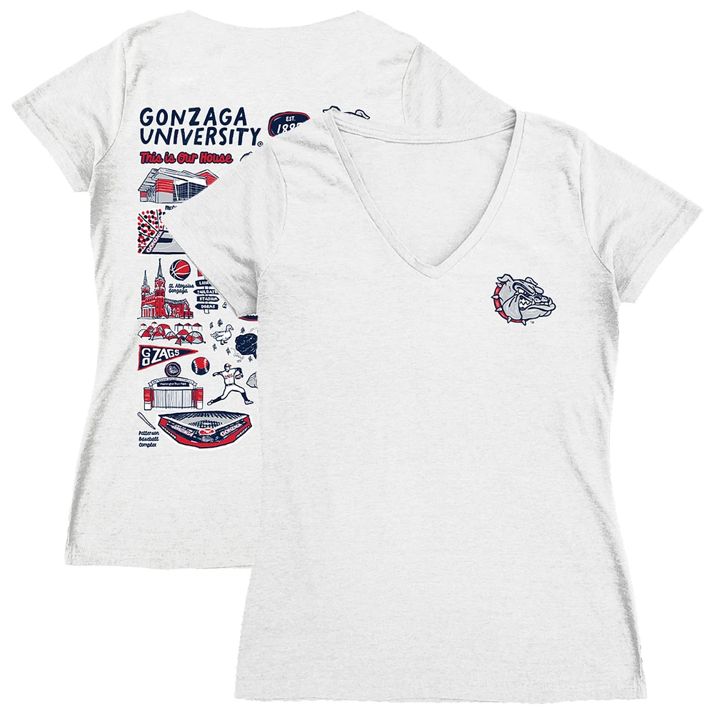 Women's Vive La Fete Gonzaga Bulldogs Impressions Artwork V-Neck T-Shirt