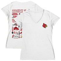 Women's Vive La Fete  White Louisville Cardinals Impressions Artwork V-Neck T-Shirt