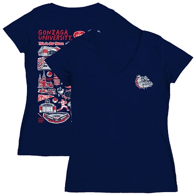 Women's Vive La Fete  Navy Gonzaga Bulldogs Impressions Artwork V-Neck T-Shirt