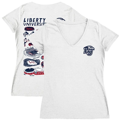 Women's Vive La Fete  White Liberty Flames Impressions Artwork V-Neck T-Shirt