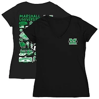 Women's Vive La Fete  Black Marshall Thundering Herd Impressions Artwork V-Neck T-Shirt