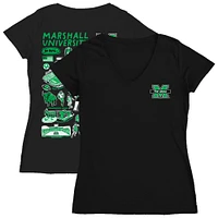 Women's Vive La Fete  Black Marshall Thundering Herd Impressions Artwork V-Neck T-Shirt