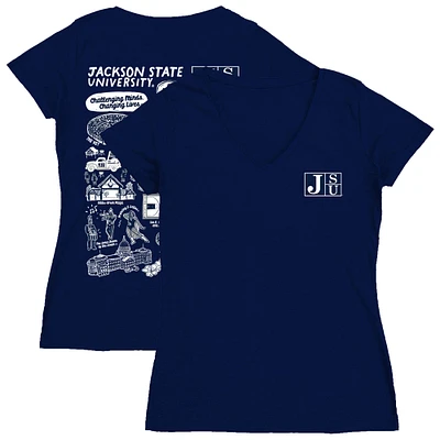 Women's Vive La Fete  Navy Jackson State Tigers Impressions Artwork V-Neck T-Shirt