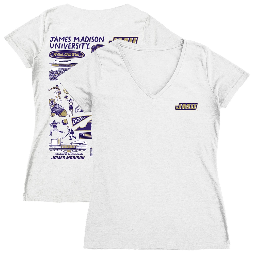 Women's Vive La Fete James Madison Dukes Impressions Artwork V-Neck T-Shirt
