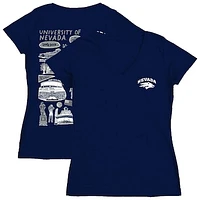 Women's Vive La Fete  Navy Nevada Wolf Pack Impressions Artwork V-Neck T-Shirt