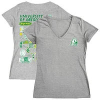 Women's Vive La Fete  Gray Oregon Ducks Impressions Artwork V-Neck Fitted T-Shirt