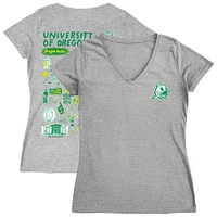 Women's Vive La Fete  Gray Oregon Ducks Impressions Artwork V-Neck Fitted T-Shirt