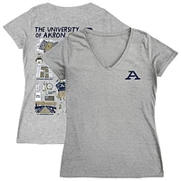 Women's Vive La Fete  Gray Akron Zips Impressions Artwork V-Neck Fitted T-Shirt