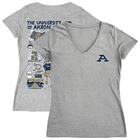 Women's Vive La Fete  Gray Akron Zips Impressions Artwork V-Neck Fitted T-Shirt