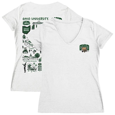 Women's Vive La Fete  White Ohio Bobcats Impressions Artwork V-Neck T-Shirt