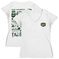 Women's Vive La Fete  White Ohio Bobcats Impressions Artwork V-Neck T-Shirt
